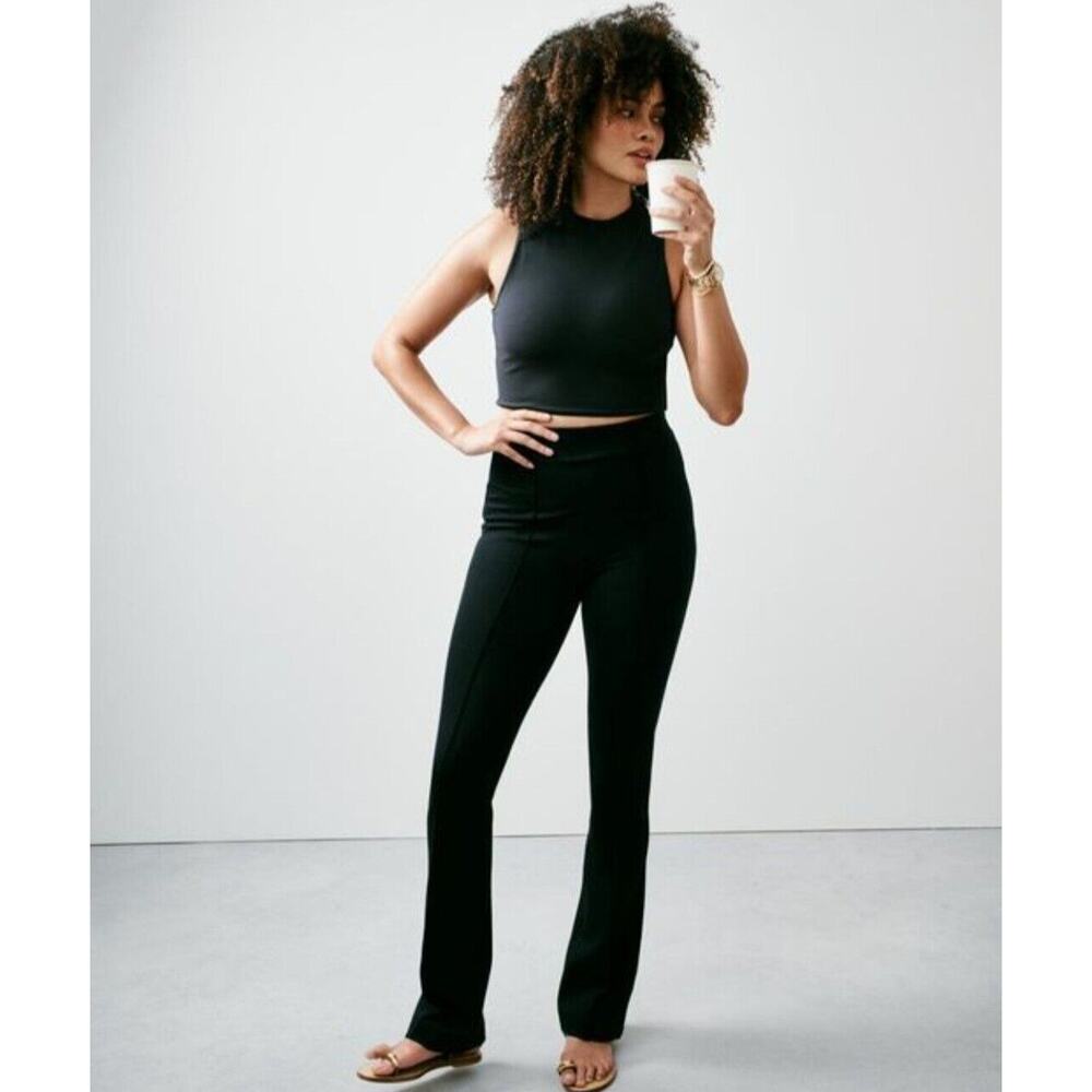 Spanx Wide Leg Black Leggings Size Small Double V Layer Design In Front $138